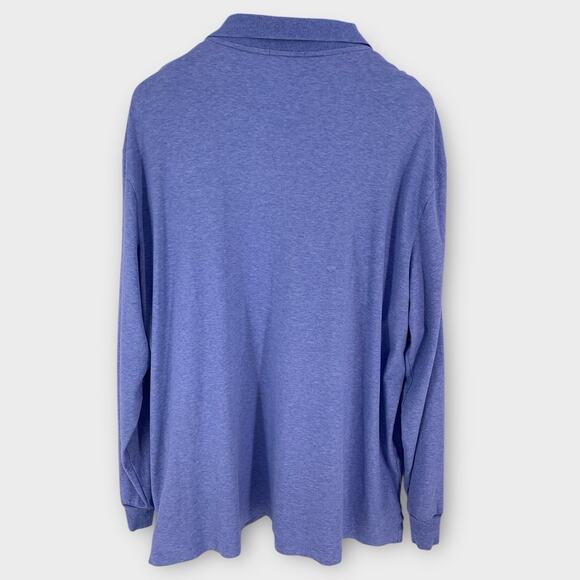 Polo Ralph Lauren Long Sleeve Polo Shirt Men's 2XLT Blue Brown Cotton Pony - Picture 2 of 9